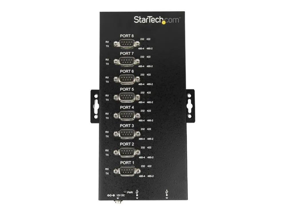 StarTech.com 8 Port Serieller Hub, USB auf RS232/RS485/RS422 Adapter - Industrieller USB 2.0 auf DB9 Konverter Hub - IP30 Schutzklasse - Hutschienenmontierbar, 15kV ESD Schutz (ICUSB234858I)