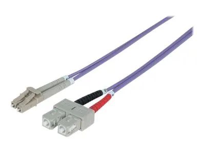Intellinet Fiber Optic Patch Cable, OM4, LC/SC, 1m, Violet, Duplex, Multimode, 50/125 µm, LSZH, Fibre, Lifetime Warranty, Polybag - Patch-Kabel - SC multi-mode (M)