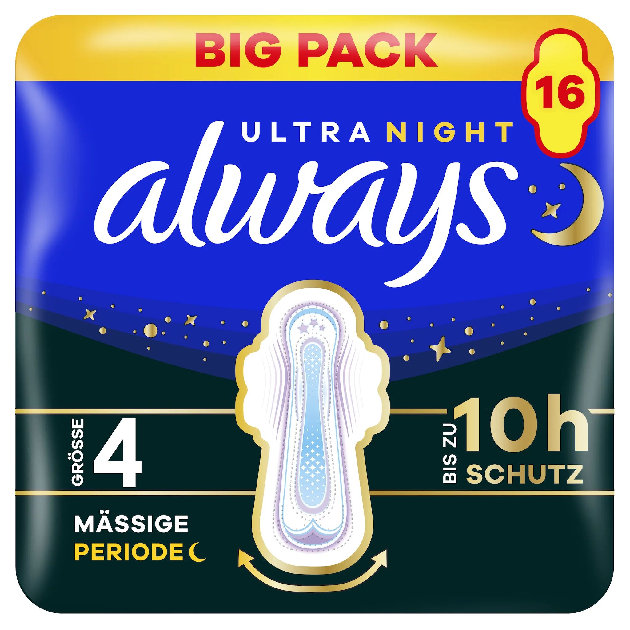 always Ultra Binde - Größe 4 - Secure Night mit Flügeln BigPack 16