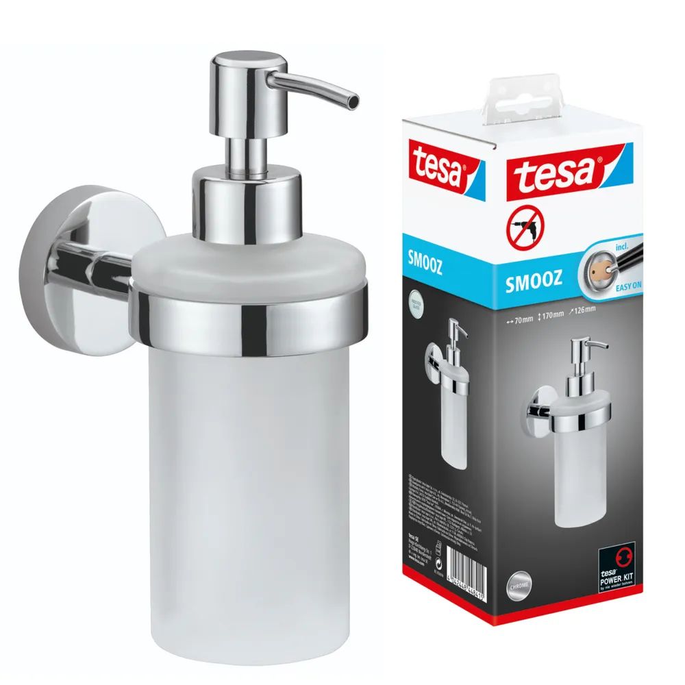 tesa® SMOOZ Seifenspender – satiniertes Glas