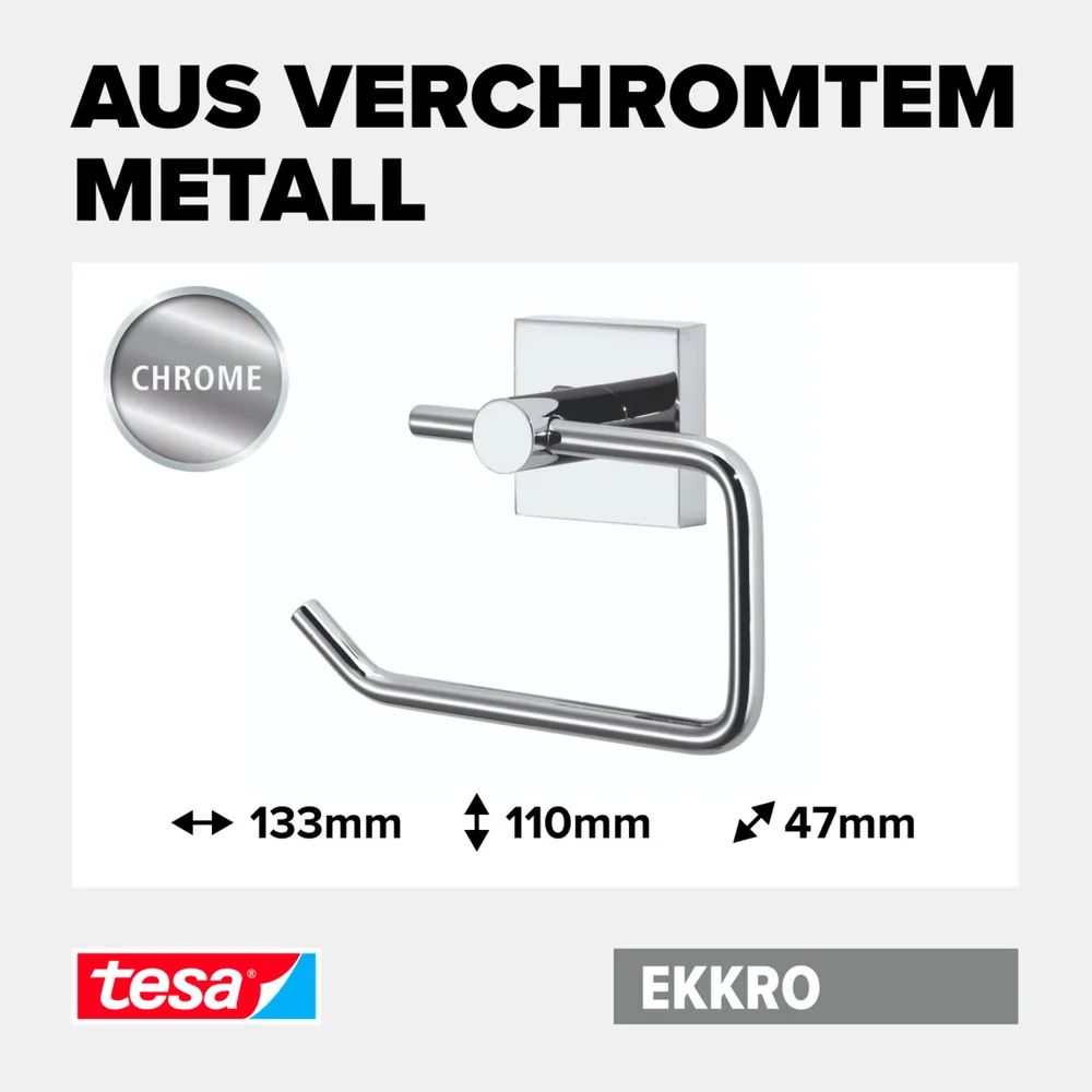 tesa® EKKRO Toilettenpapierhalter ohne Deckel, verchromt