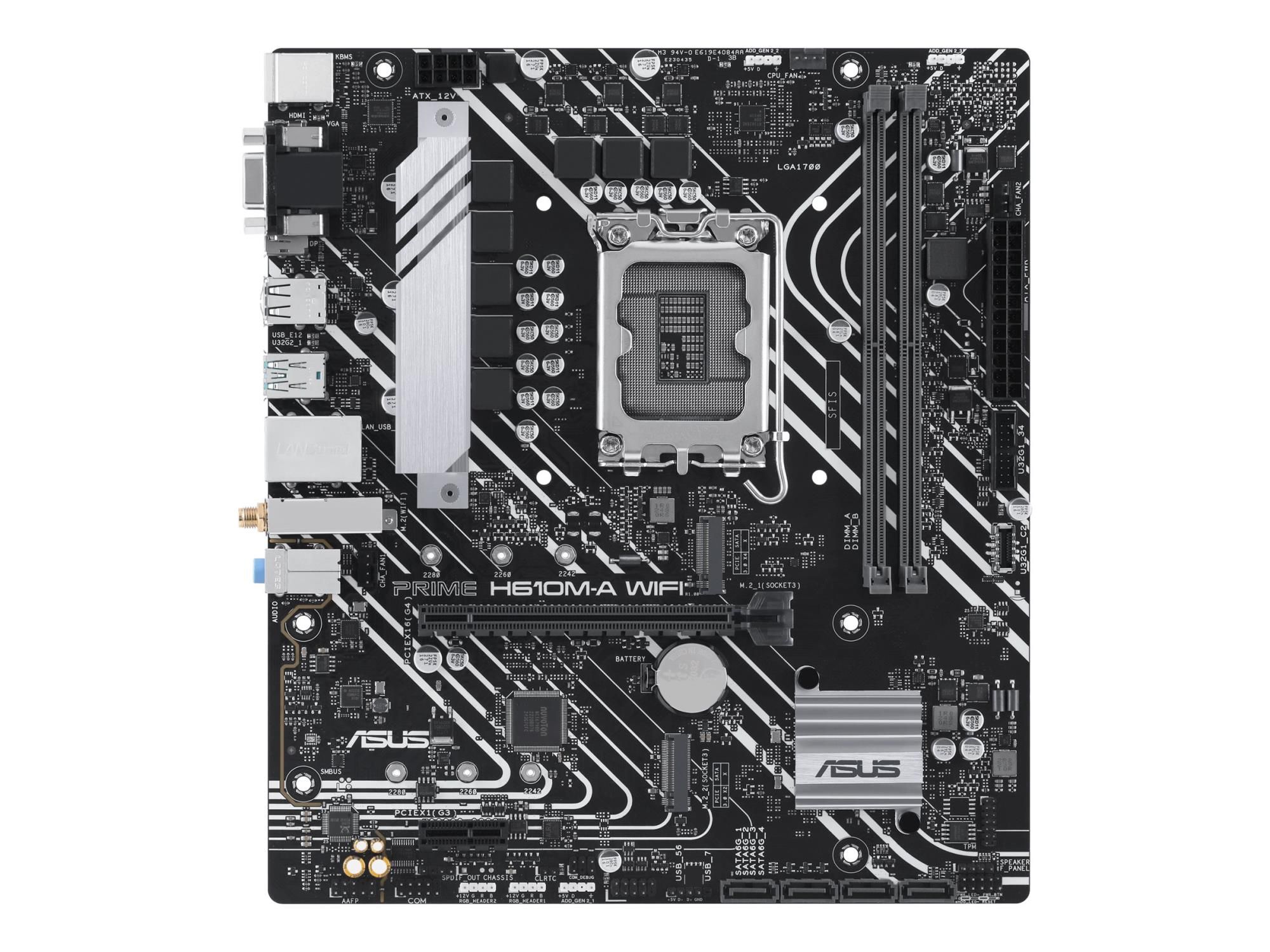 ASUS PRIME H610M-A WIFI - Motherboard - micro ATX - LGA1700-Sockel - H610 Chipsatz - USB 3.2 Gen 2, USB 3.2 Gen 1 - Gigabit LAN, Wi-Fi, Bluetooth - Onboard-Grafik (CPU erforderlich)