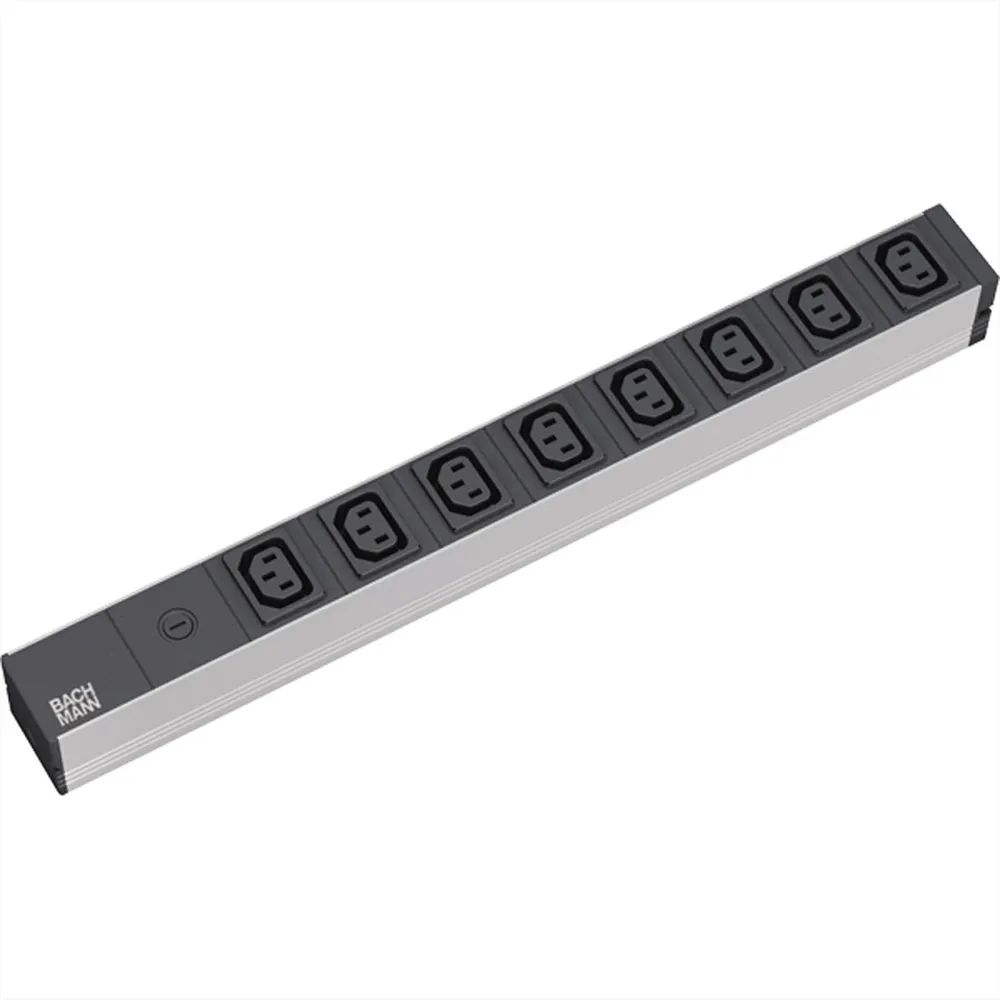 BACHMANN 19" Steckdosenleiste 8x C13 Buchsen, mit Schutzkontakt-Stecker, 10A Sicherung