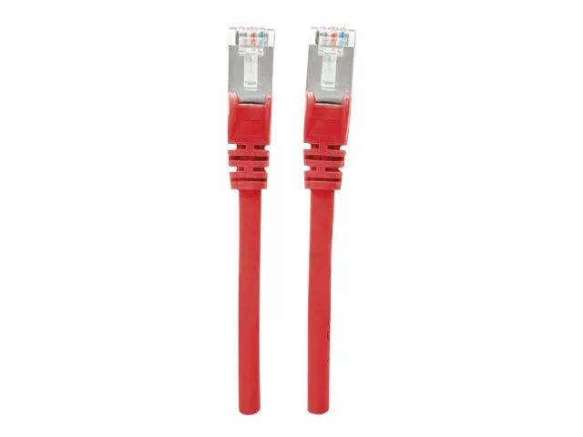 Intellinet Network Patch Cable, Cat7 Cable/Cat6A Plugs, 0.5m, Red, Copper, S/FTP, LSOH / LSZH, PVC, RJ45, Gold Plated Contacts, Snagless, Booted, Lifetime Warranty, Polybag - Patch-Kabel - RJ-45 (M)