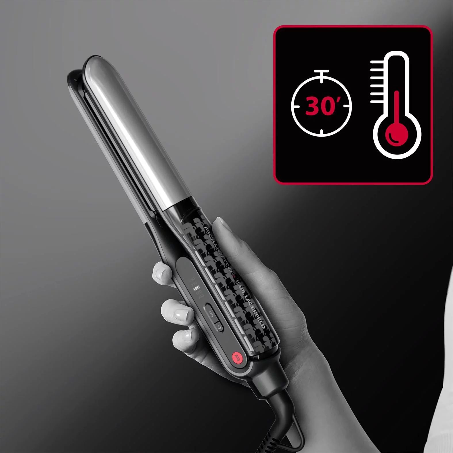 Rowenta X Karl Lagerfeld SF712L 2-in-1 Haarglätter und Lockenstab Thermostyle  - SILBER/SCHWARZ