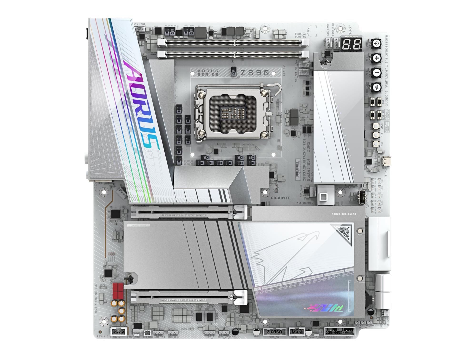 Gigabyte AORUS Z890 TACHYON ICE - Motherboard - E-ATX - LGA1851-Sockel - Z890 Chipsatz - USB-C 3.2 Gen 2x2, USB-C 3.2 Gen2, USB 3.2 Gen 1, USB4 - Bluetooth, Wi-Fi 7, 5 Gigabit Ethernet - Onboard-Grafik (CPU erforderlich)