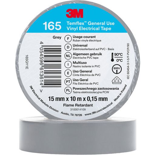 3M PVC-ISOLIERBAND 15MM X 10M GR / 3M TEMFLEX 165 7100184727