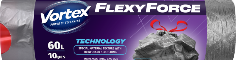 VORTEX Flexy Steel Müllbeutel mit Zugband LDPE Grafit 60l/10Stk 