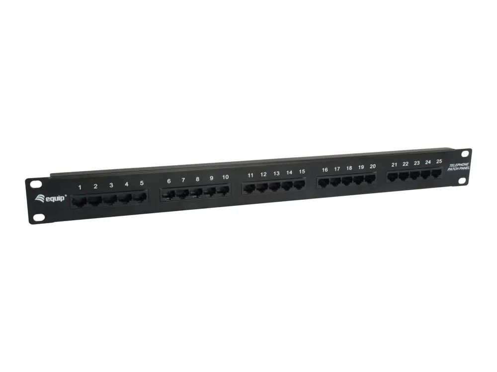 Equip Pro ISDN - Patch Panel - CAT 3 - RJ-45 X 25 - Schwarz - 1U - 48.3 cm (19")