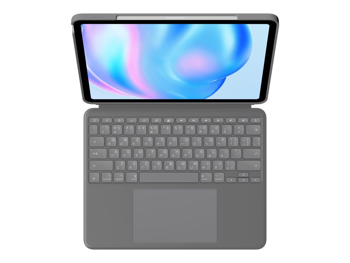 Logitech Combo Touch - Tastatur und Foliohülle - mit Trackpad - hintergrundbeleuchtet - Apple Smart connector - QWERTZ - Schweiz - Oxford Gray - für Apple 13-inch iPad Air (M2)
