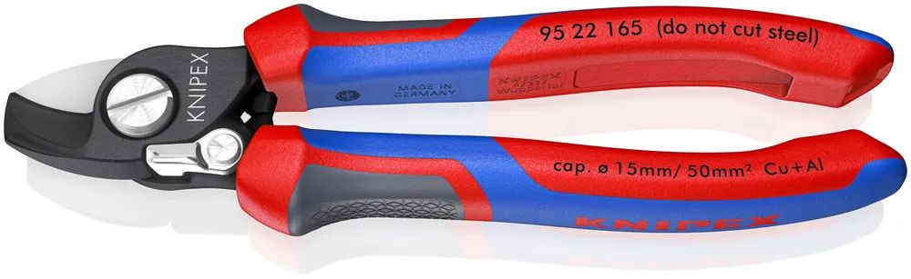 KNIPEX Kabelschere mit Öffnungsfeder mit Comfort-Griffen brüniert 165 mm