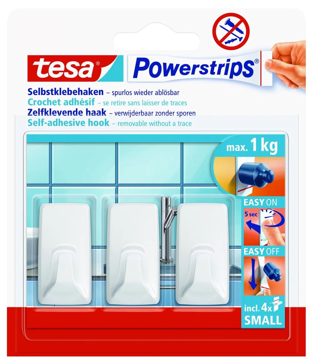tesa® Powerstrips Haken Small eckig, weiß