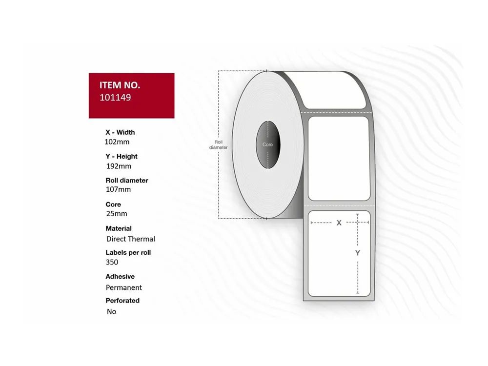 Capture Label 102x192 - Core 25. White. Uncoated. DT.