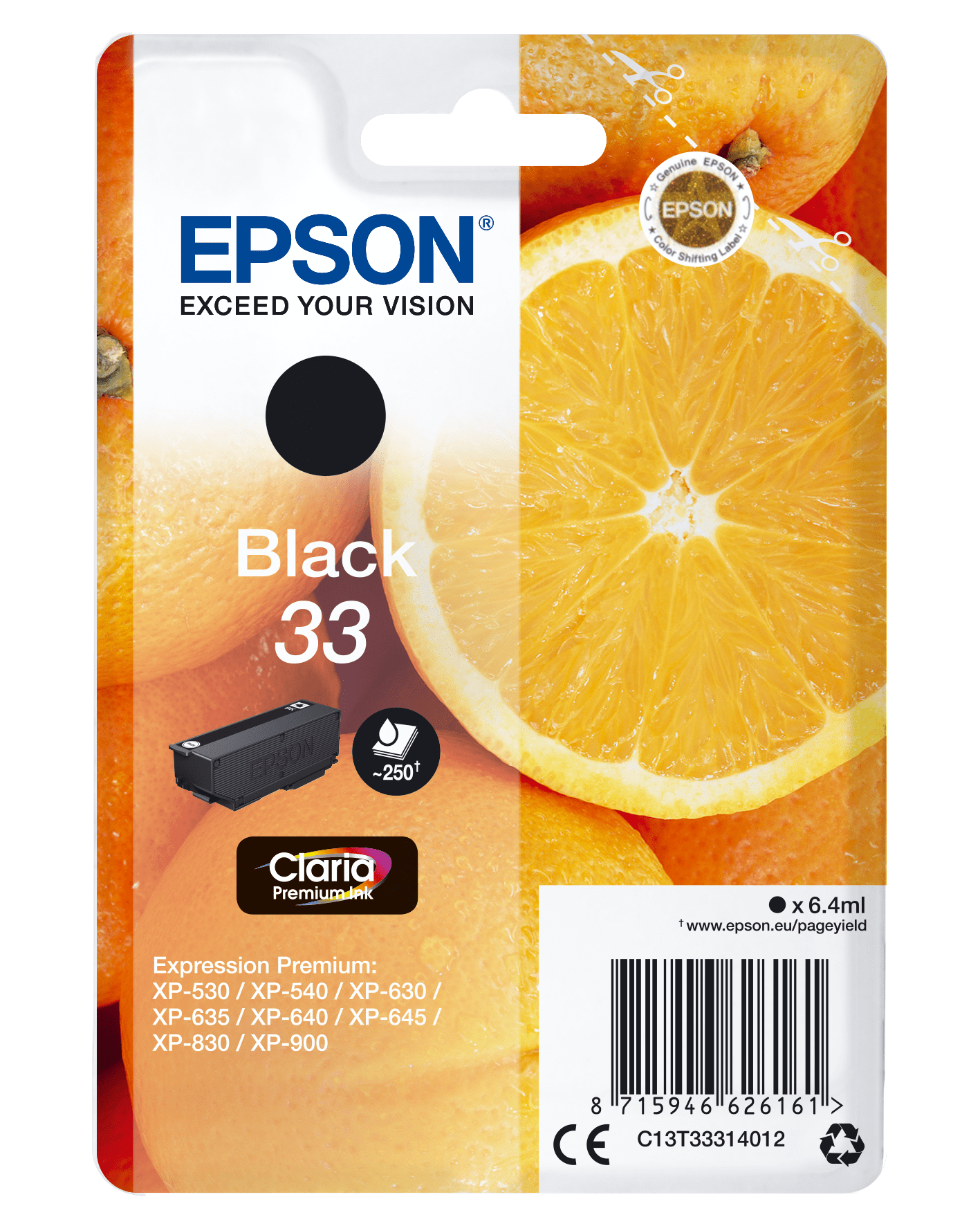 Epson 33 Tinte Orange Single, Standard, schwarz