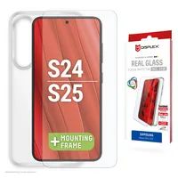 E.V.I. Displex Panzerglas + Schutzhülle für Samsung Galaxy S24/S25 - Eco-Montagerahmen - kratzer-resistent - Samsung - Galaxy S24 - Galaxy S25 - Trockene Anwendung - Staubresistent - Schlagfest - Kratzresistent - Schockresistent - Transparent - 1 Stü
