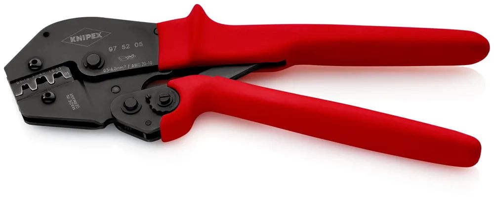 KNIPEX Crimpzange auch für Zweihandbedienung mit rutschhemmenden Kunststoff-Hüllen brüniert 250 mm