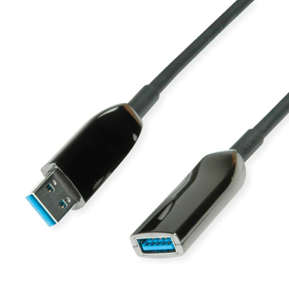 ROLINE USB 3.2 Gen 1 Aktives Repeater Kabel (AOC), ST/BU, schwarz, 10 m