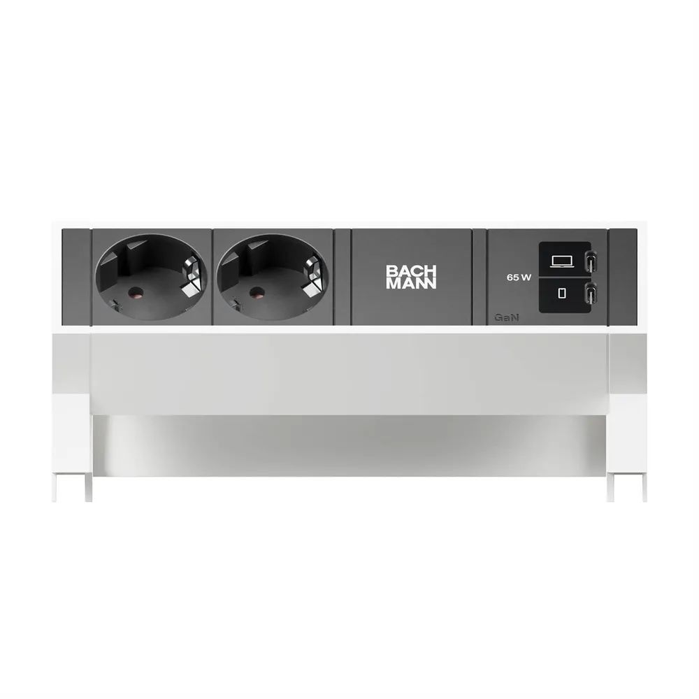 BACHMANN DESK2 2xCEE7/3 1xUSB C/C 65W, L=0,2m RAL9010