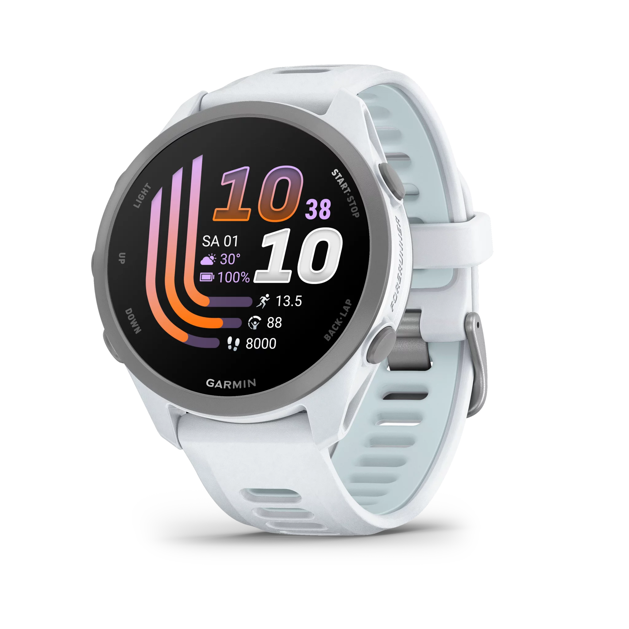Garmin Forerunner 170 Steinweiss/Pudergrau mit Schnellwechsel-Silikon-Armband Steinweiss/Cloud Blue