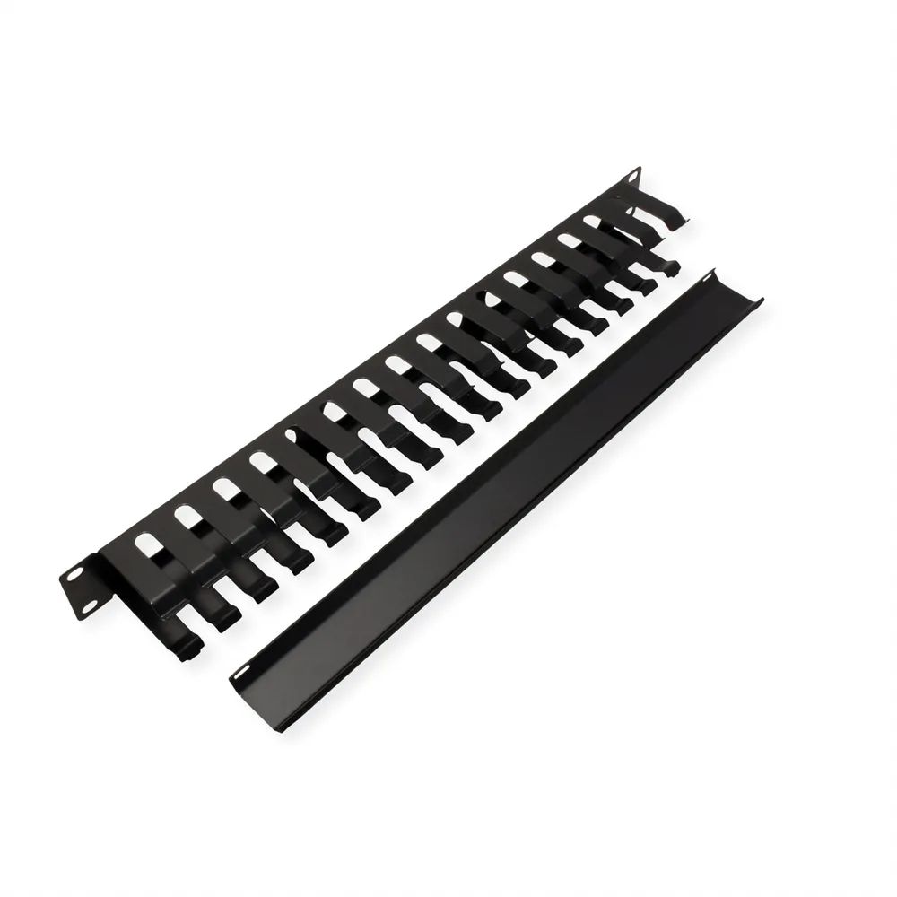 VALUE 19-Zoll-Frontplatte 1 HE mit Rangierkanal 40 x 60 mm, schwarz