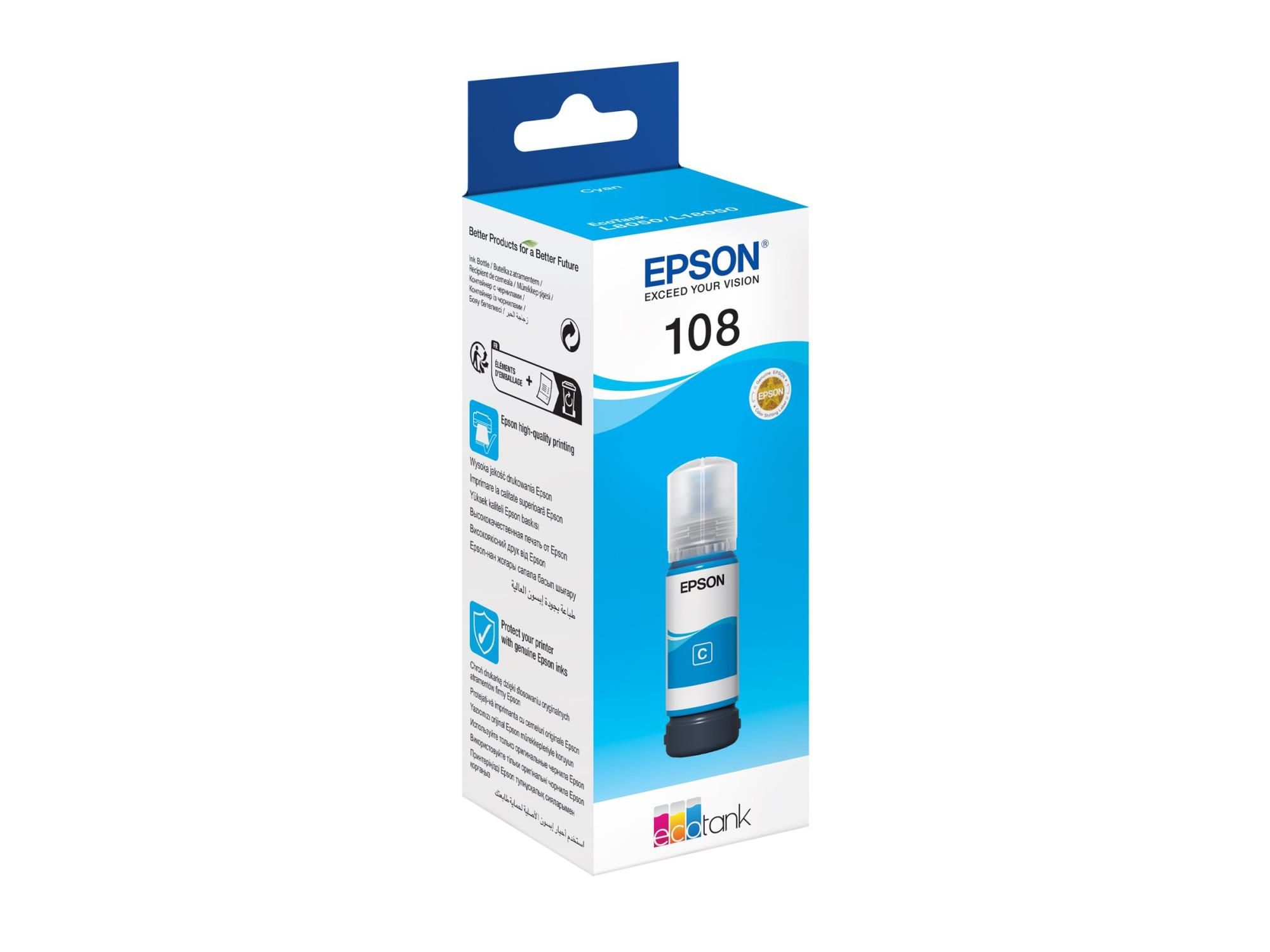 Epson Ink/108 EcoTank Cyan ink bottle