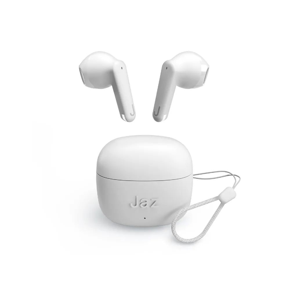 JAZ AMBER TrueWireless Headset, Ladeetui mit Band weiss