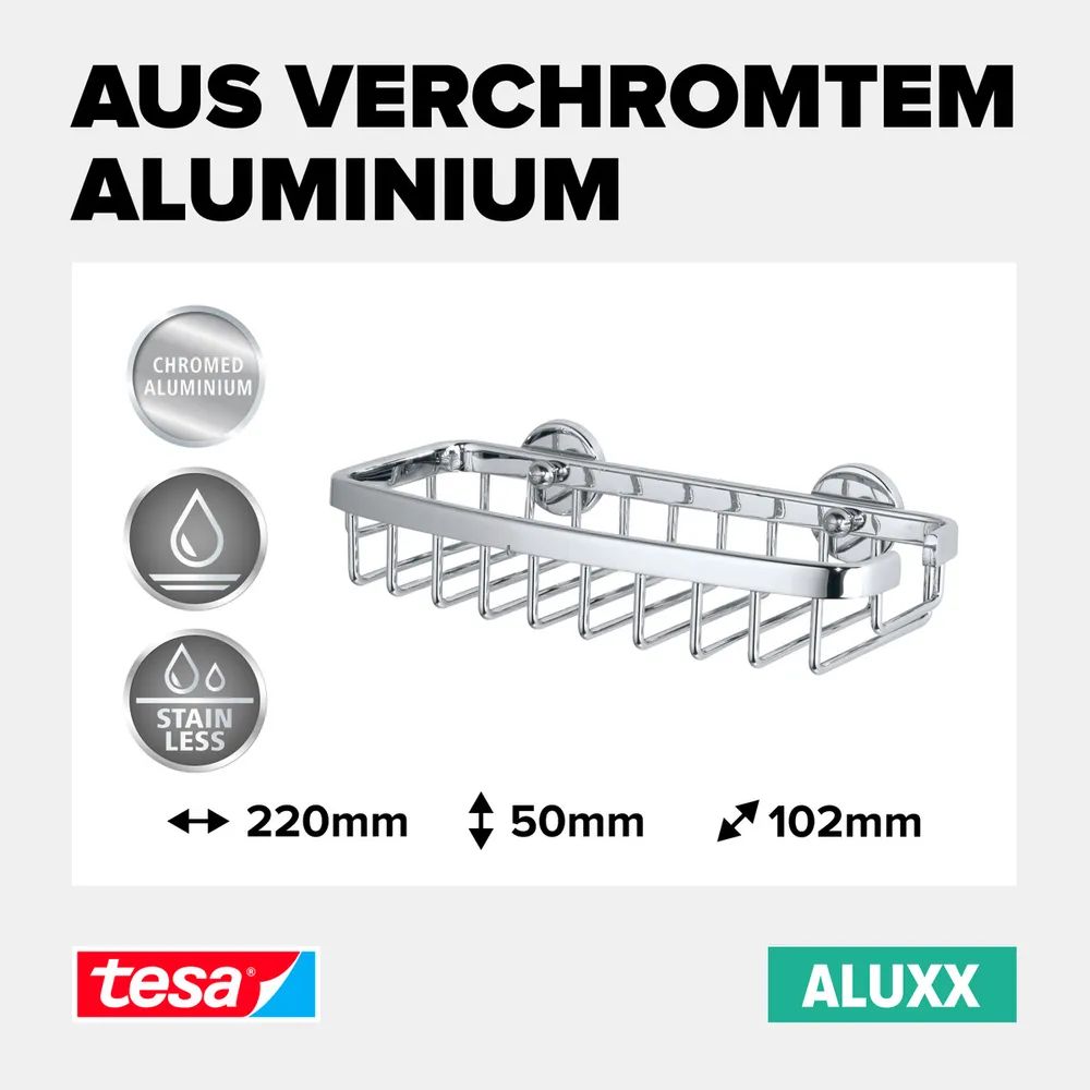 tesa® ALUXX Duschkorb, verchromt, Badaccessoire