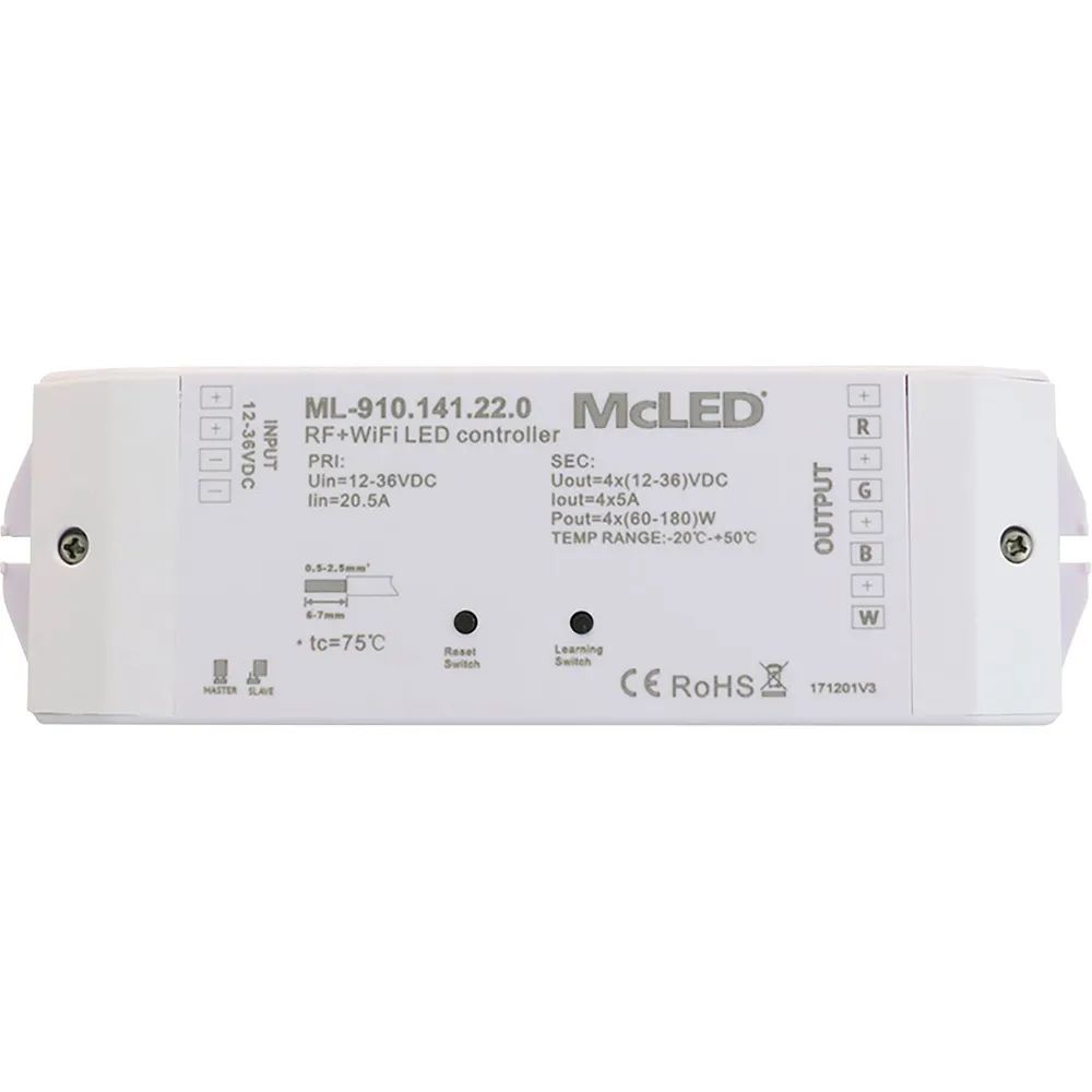 MCLED RF Empfänger mit Wifi für Mono-, Duo-, und RGBW LED 12-36 V/DC