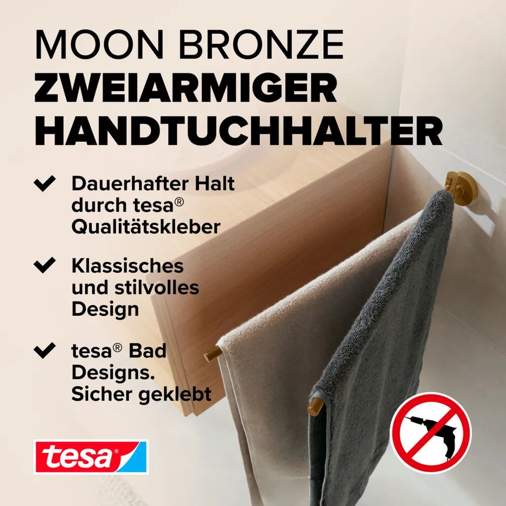 tesa® MOON Handtuchhalter 2-armig – Bronze 