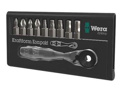 Wera Bit-Check 10 Zyklop Mini 1 - Knarrenschraubendreher mit Bit-Satz