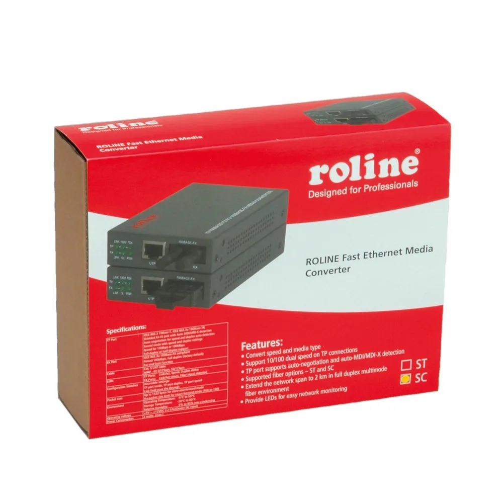 ROLINE Fast Ethernet Konverter RJ-45 - SC, Loop-back