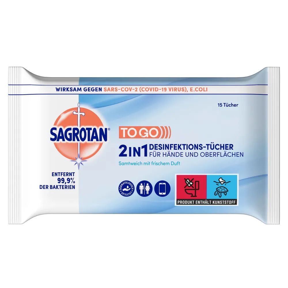 Sagrotan To Go 2in1 Desinfektions-Tücher 15Stück