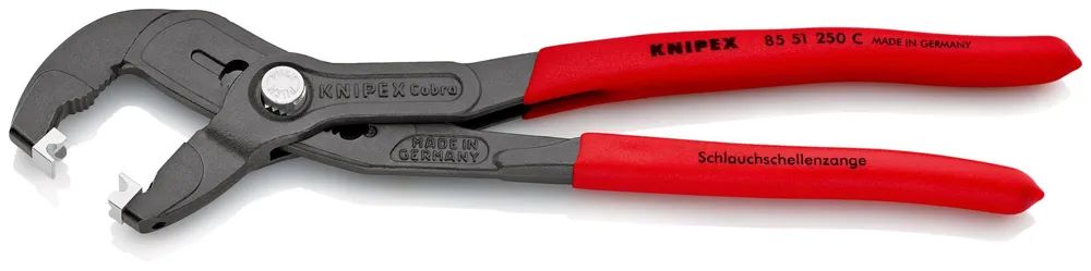 KNIPEX Schlauchschellenzange für Click-Schellen mit rutschhemmendem Kunststoff überzogen grau atramentiert 250 mm