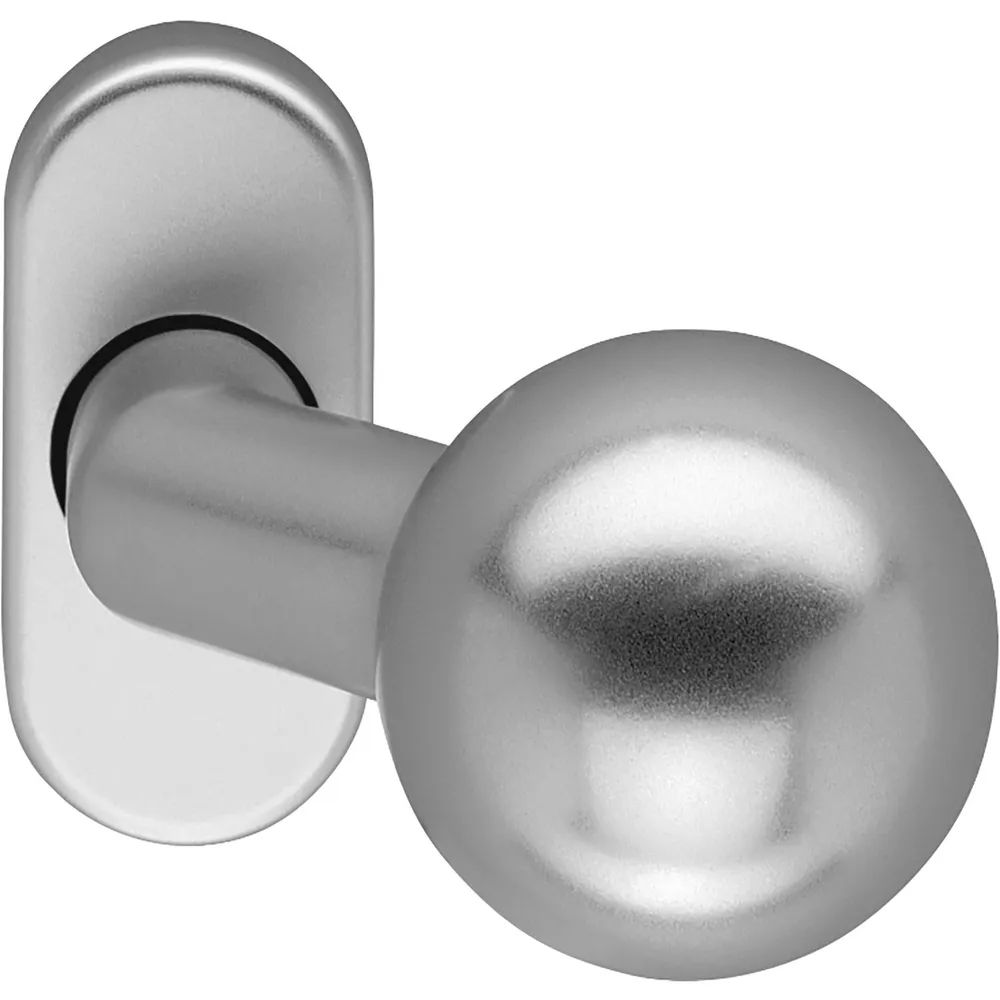 Eco Türknopf K 160, FS - auf Rosette, Alu silber eloxiert