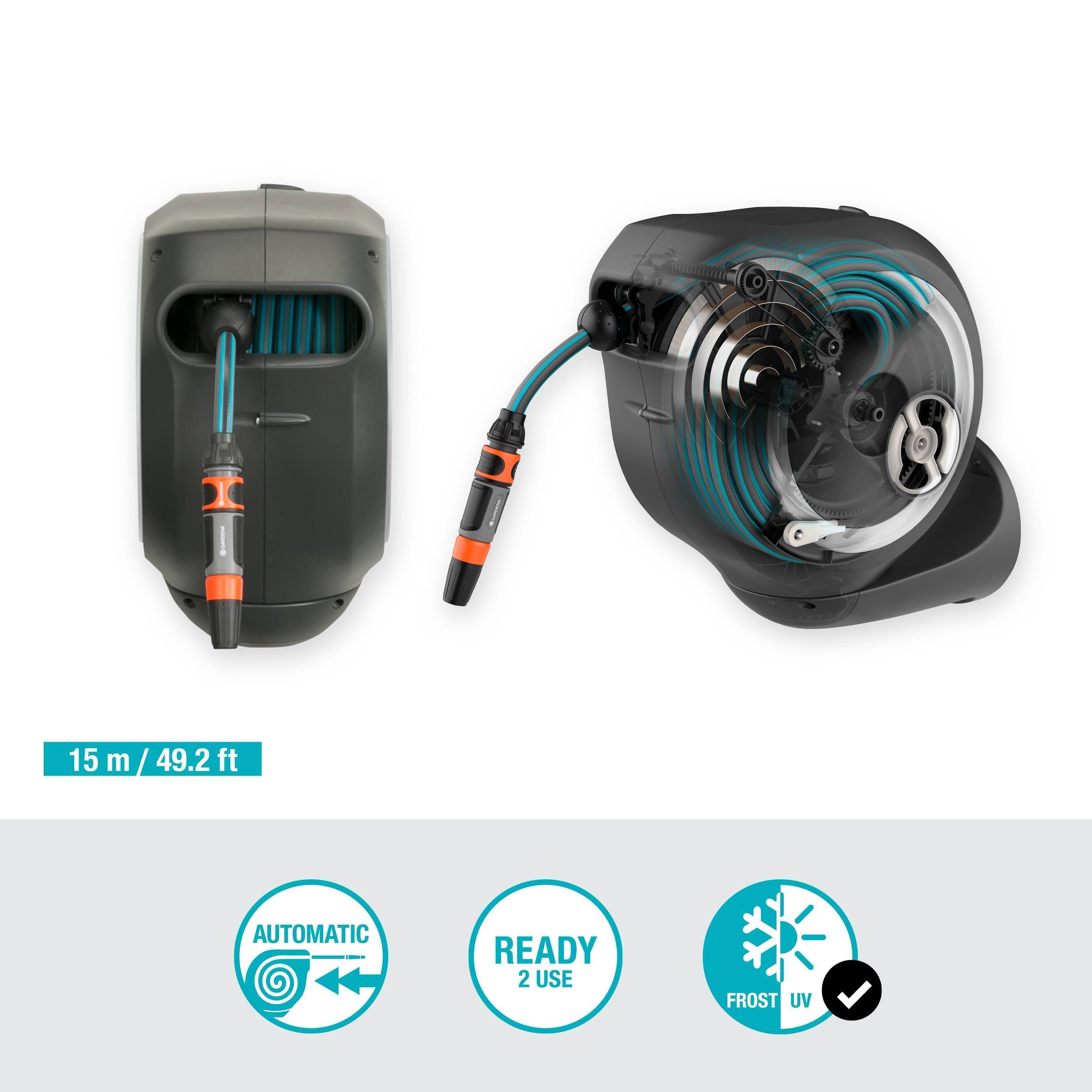 Gardena Wand-Schlauchbox RollUp S, 15 m, weiß