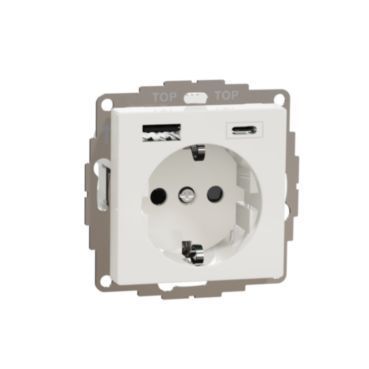 MERTEN Schuko Steckdose mit USB Ladegerät TPb Polarweiß System M