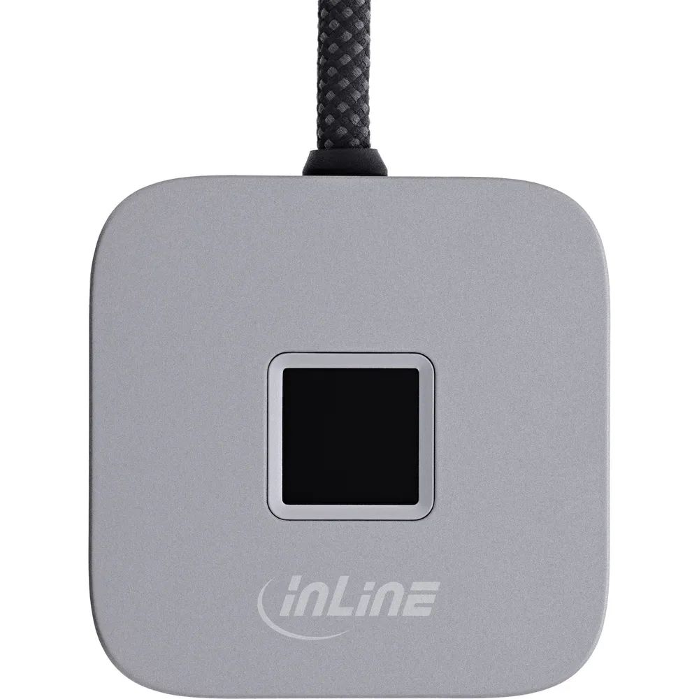 InLine USB Fingerabdruckscanner mit Hub - Windows Hello kompatibel 1,5m silber