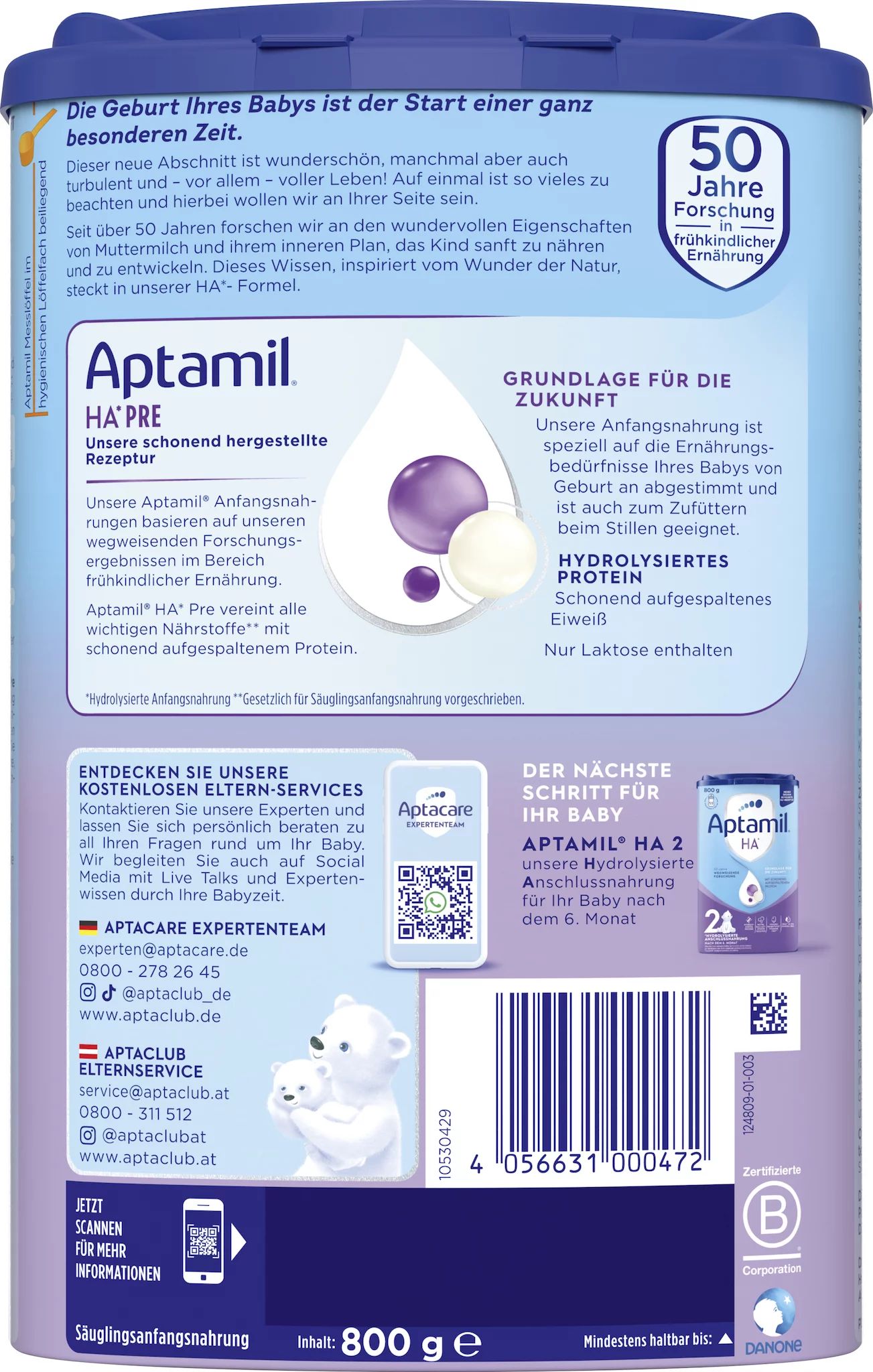 Aptamil Pre HA Anfangsmilch 800g