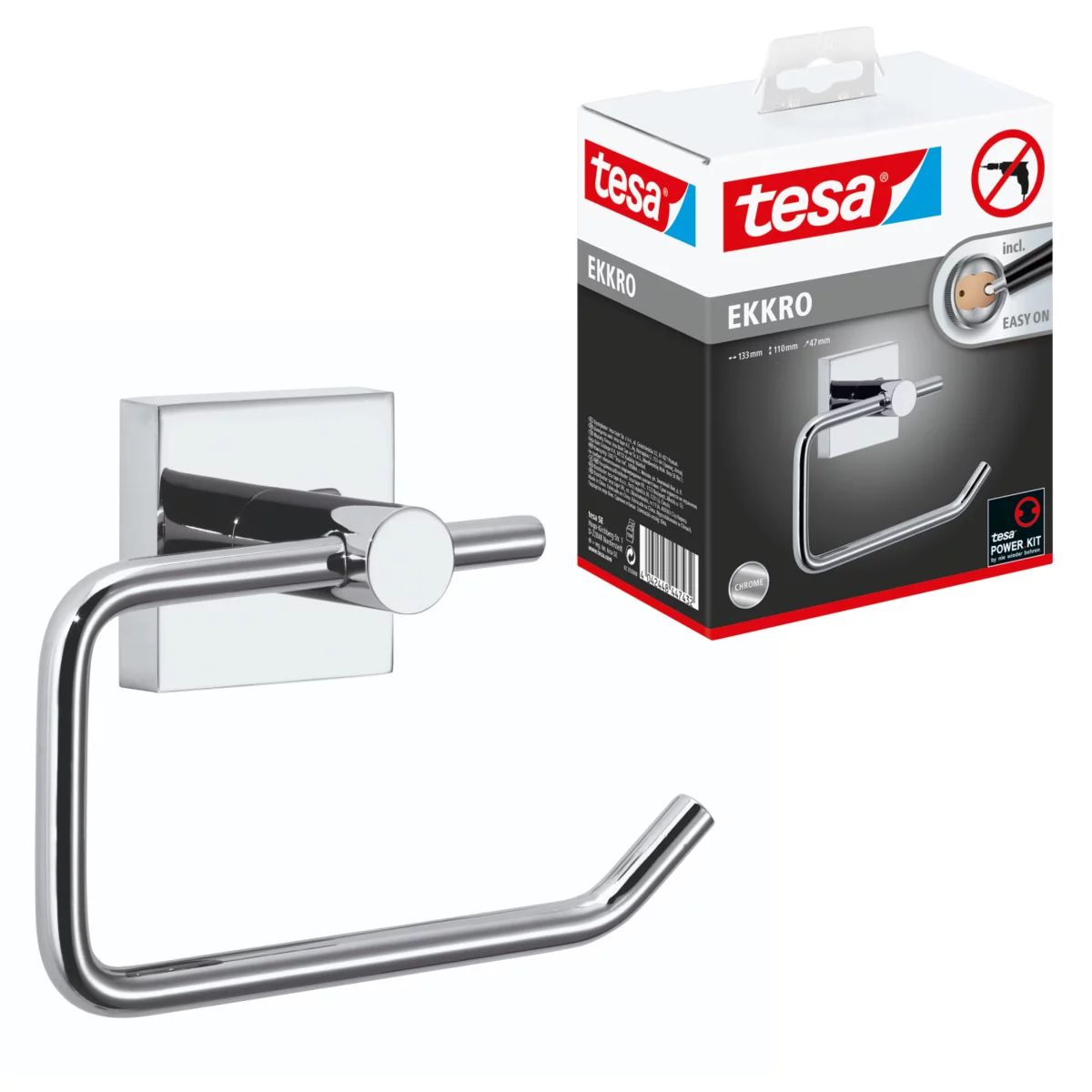 tesa® EKKRO Toilettenpapierhalter ohne Deckel, verchromt