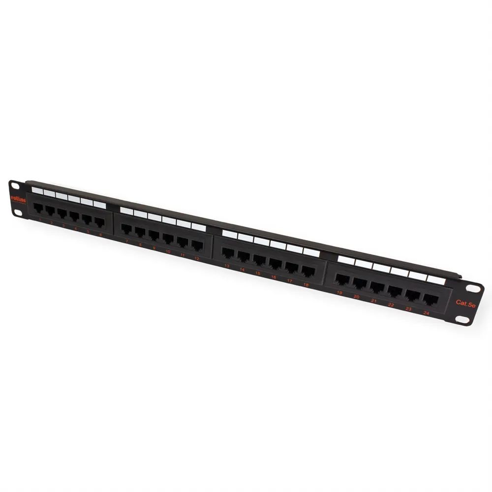 ROLINE Cat.5e (Class D) 19-Zoll-Patchpanel, 24 Ports, UTP, schwarz
