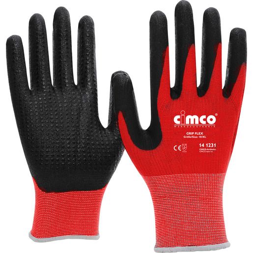 Cimco ARBEITSHANDSCHUH GR. 8/M / CIMCO *GRIP FLEX* SW/ROT 141229