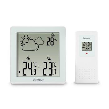 Hama Wetterstation "Zakynthos", Thermometer, Hygrometer, mit Außensensor, Weiß