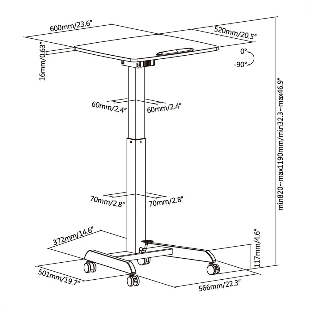 ROLINE PC-Arbeitstisch, höhenverstellbar, neigbar, weiß