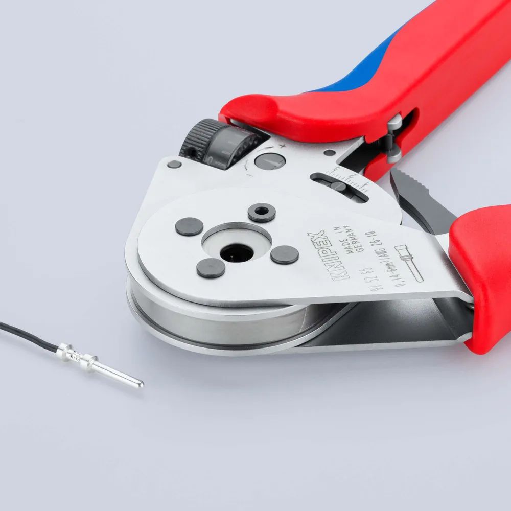 KNIPEX Vierdornpresszange für gedrehte Kontakte mit Mehrkomponenten-Hüllen verchromt 230 mm