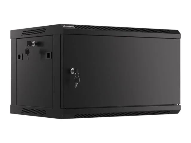 Lanberg WF01-6406-00B - Schrank Netzwerkschrank - geeignet für Wandmontage - Schwarz, RAL 9004 - 6U - 48.3 cm (19")
