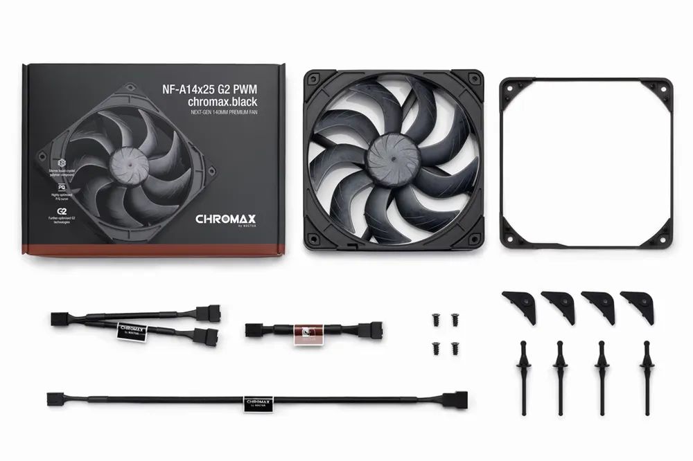 Noctua NF-A14x25 G2 PWM chromax.black Gehäuseluefter 140 mm - Gehäuse-Lüfter - 1... - Gehäuse-Lüfter - 1.500 rpm