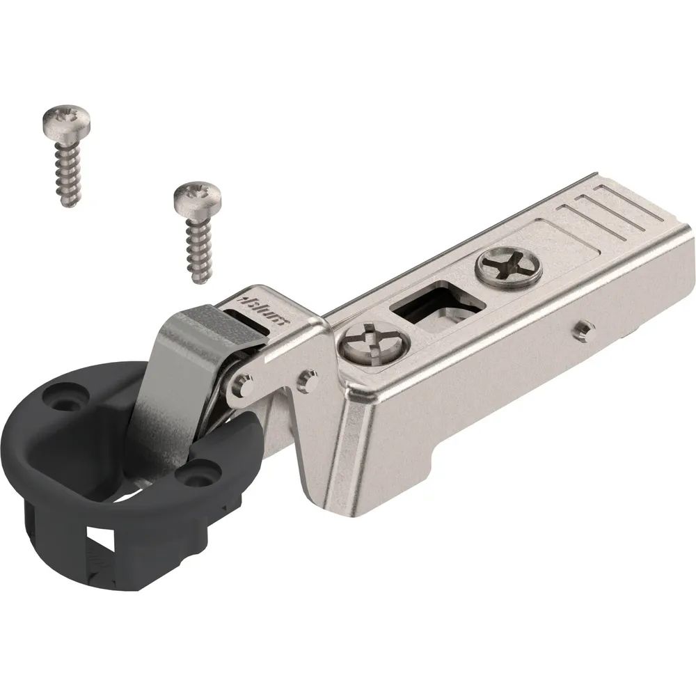 BLUM CLIP top Glastürscharnier 94°, 18mm gekröpft mit Feder, Schrauben