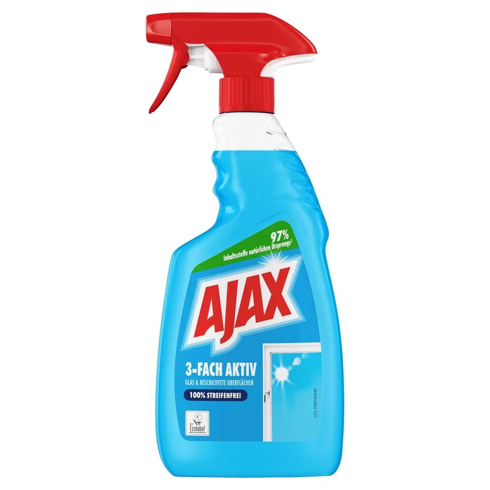 Ajax 3-Fach Aktiv Glasreiniger für Glas und beschichtete Oberflächen - 100% streifenfrei, 500 ml