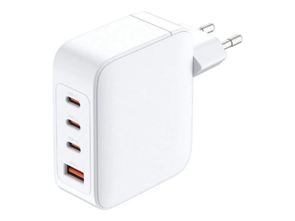 D-Link DCF-141 - Netzteil - GaN - 140 Watt - 5 A - Power Delivery 3.1, QC 4.0 - 4 Ausgabeanschlussstellen (3 x USB-C, USB Typ A)