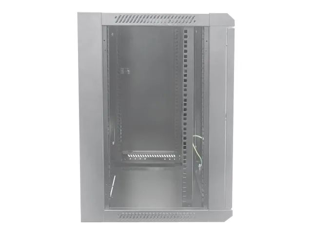 Intellinet Network Cabinet, Wall Mount (Standard), 12U, Usable Depth 410mm/Width 510mm, Grey, Flatpack, Max 60kg, Metal & Glass Door, Back Panel, Removeable Sides, Suitable also for use on desk or floor, 19",Parts for wall install (eg screws/rawl plu